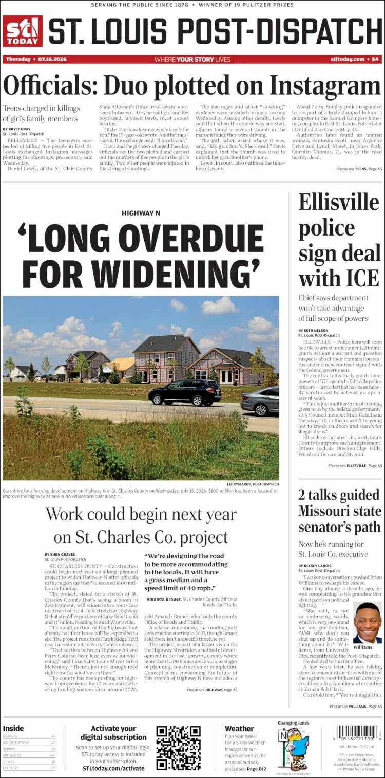 Portada de St. Louis Post-Dispatch (USA)