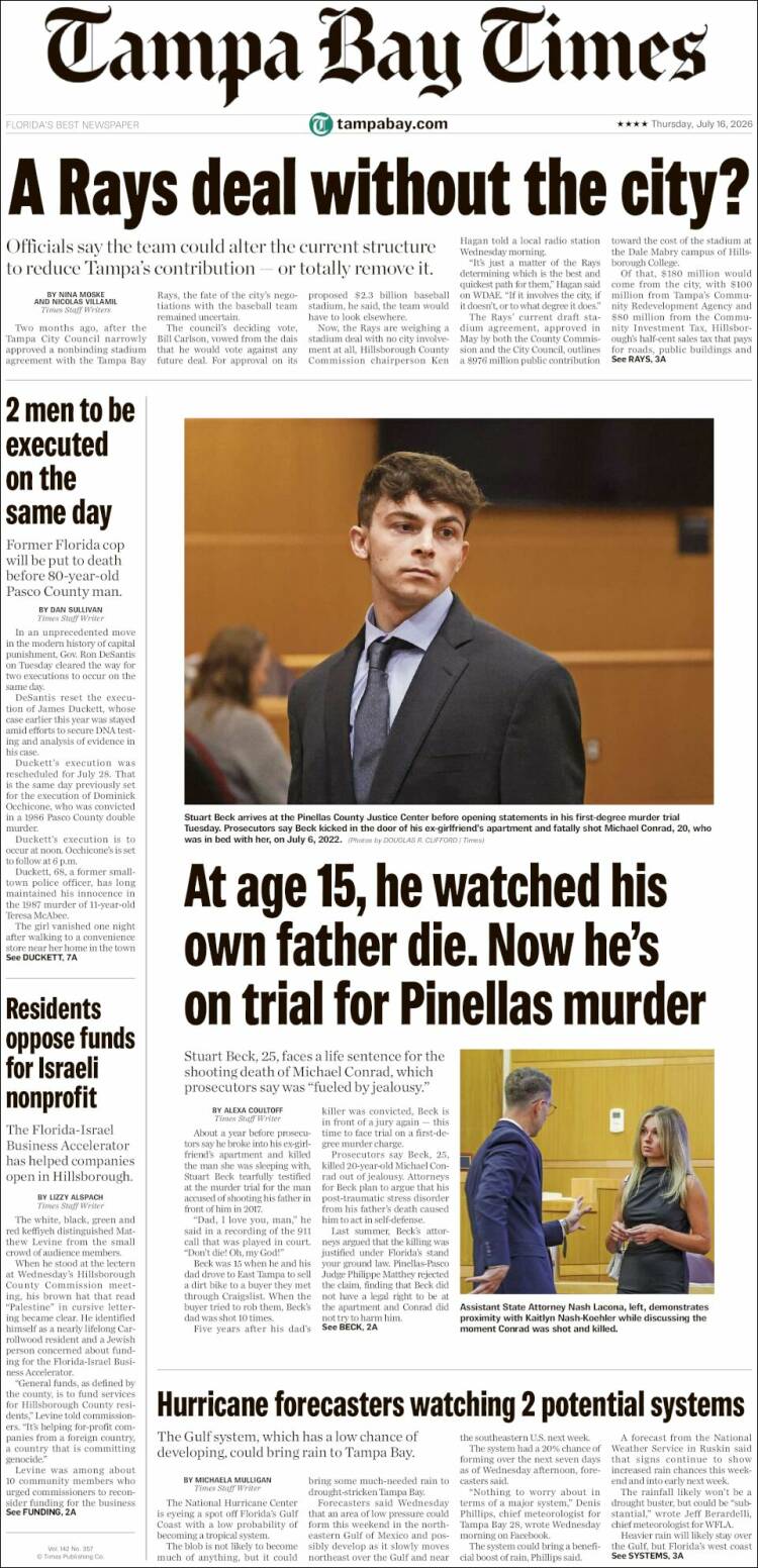 Portada de Tampa Bay Times (USA)