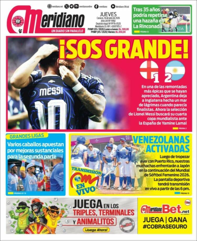 Portada de Meridiano (Venezuela)