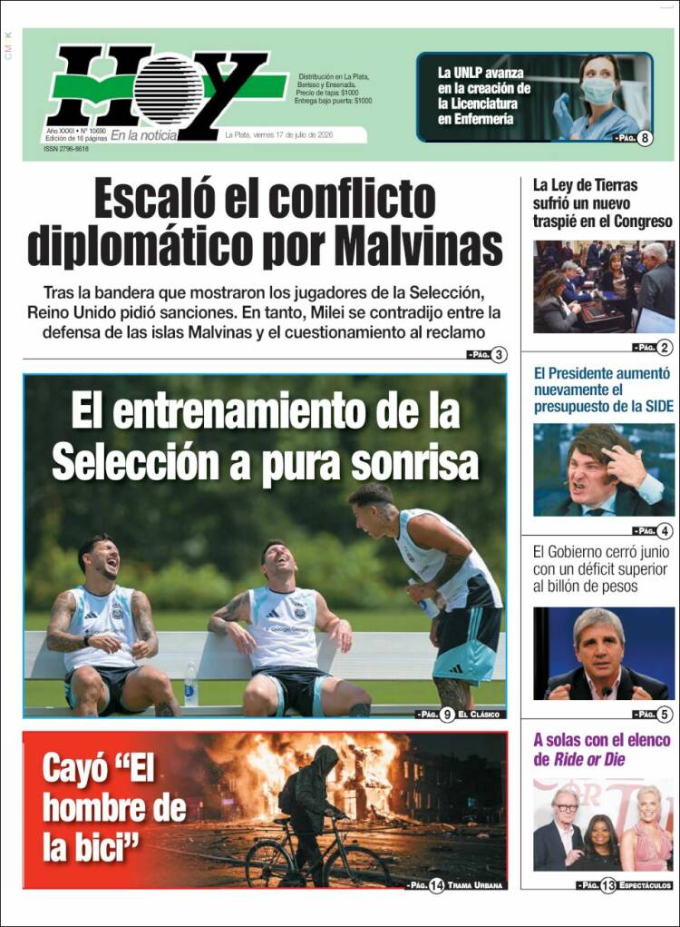 Portada de Diario Hoy (Argentina)