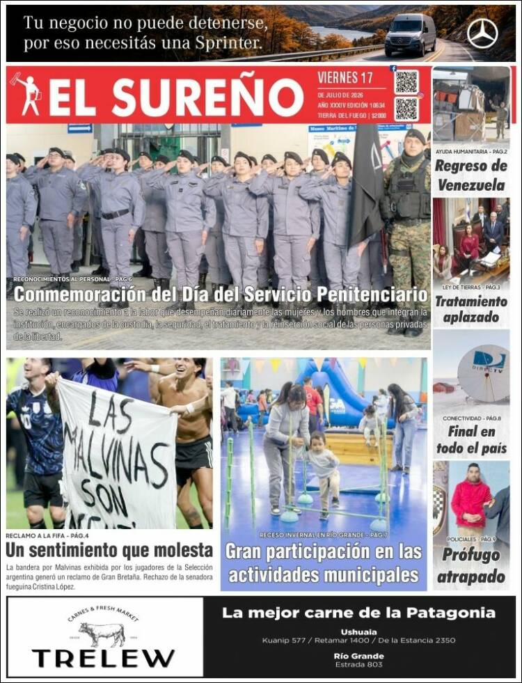 Portada de Diario El Sureño (Argentina)