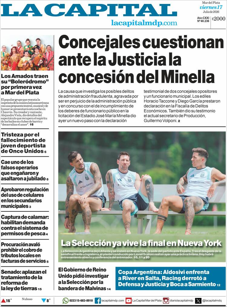 Portada de Diario La Capital - Mar del Plata (Argentina)