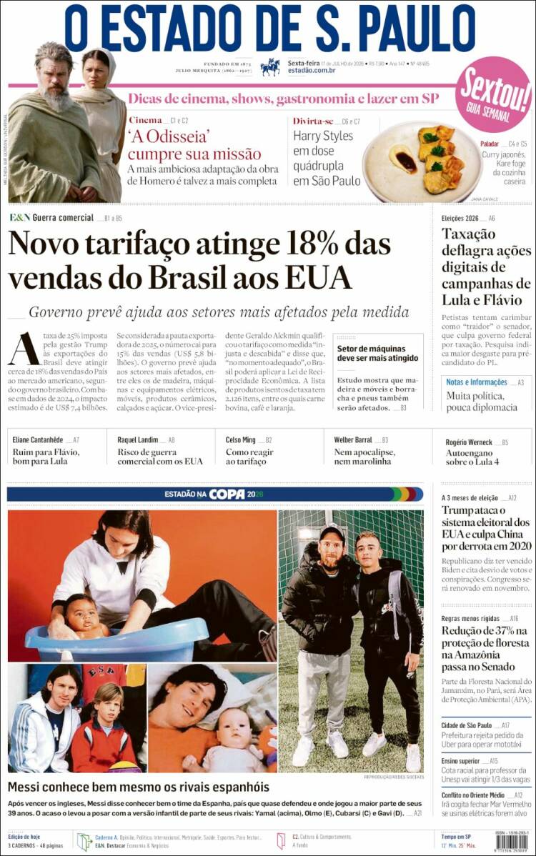 Portada de O Estado de São Paulo (Brasil)