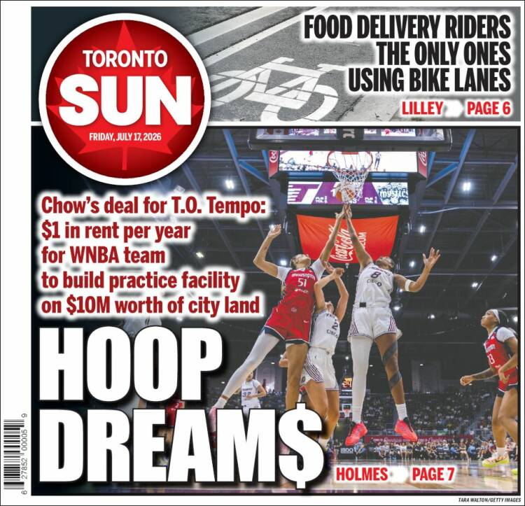 Portada de The Toronto Sun (Canad&aacute;)