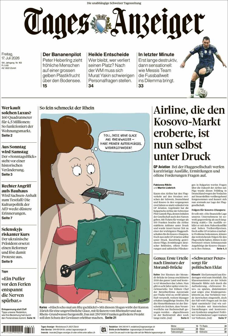 Portada de Tages-Anzeiger (Suiza)