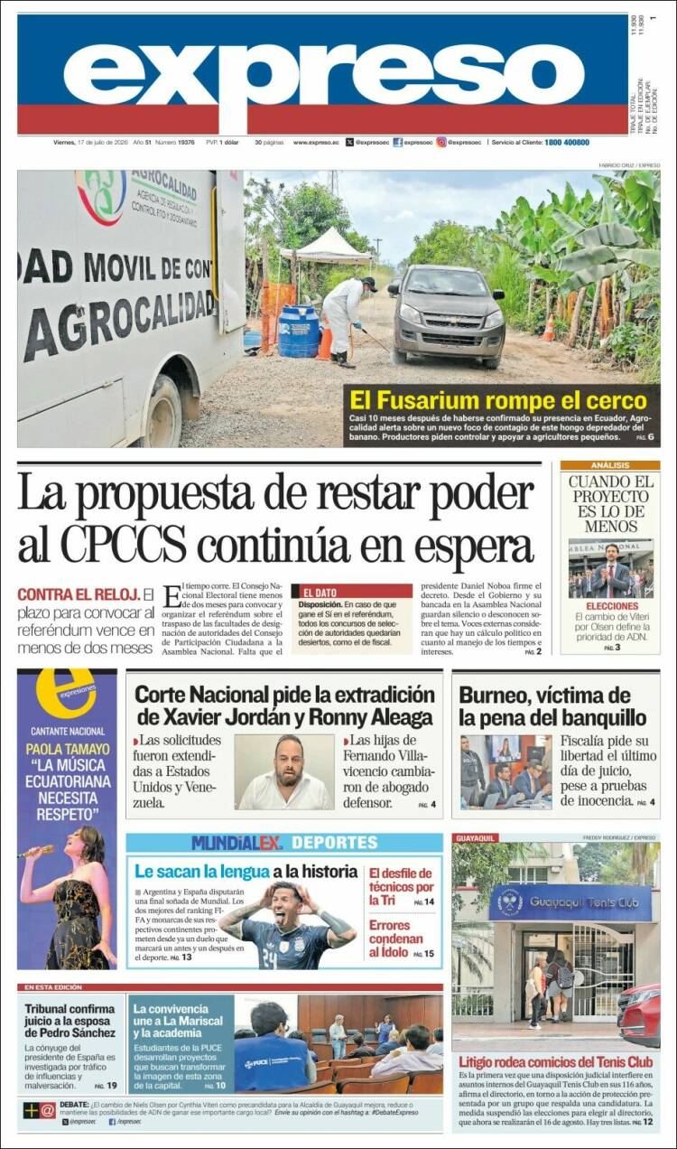 Portada de Expreso (Ecuador)