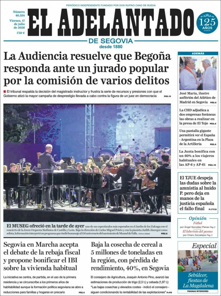 Portada de El Adelantado de Segovia (Espa&ntilde;a)