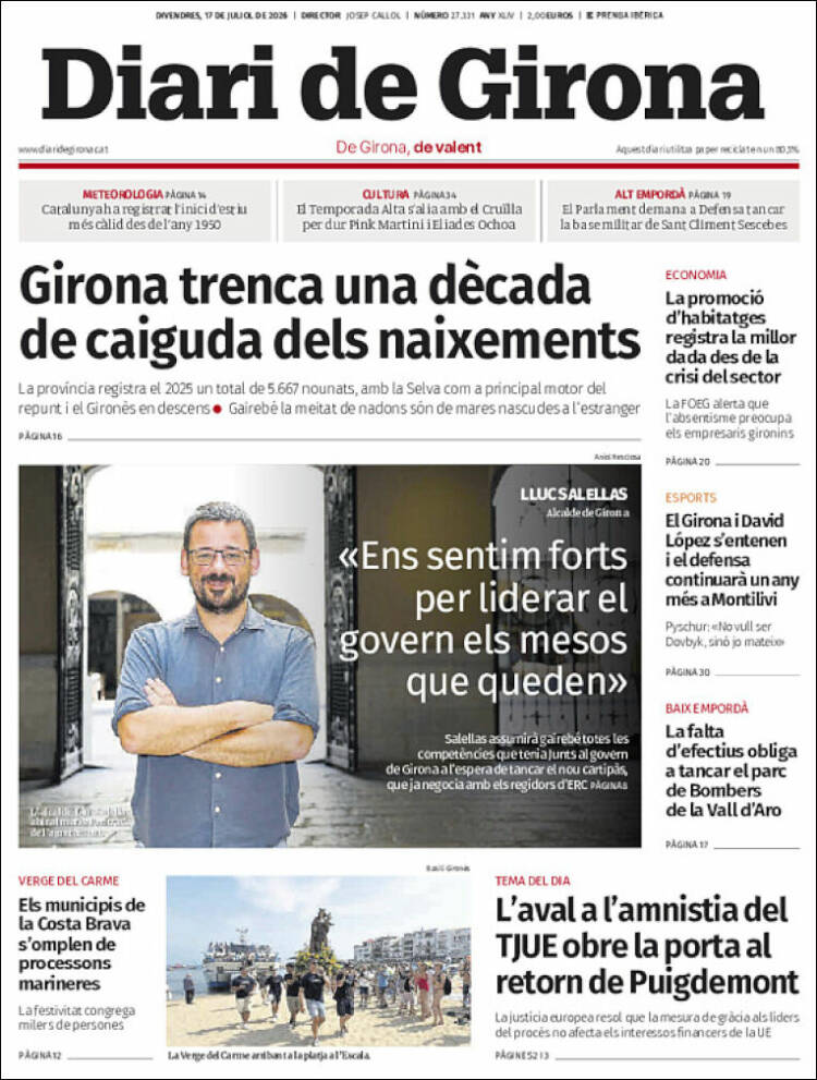 Portada de Diari de Girona (Espa&ntilde;a)