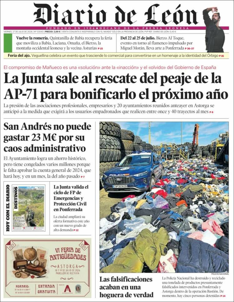 Portada de Diario de León (Espa&ntilde;a)