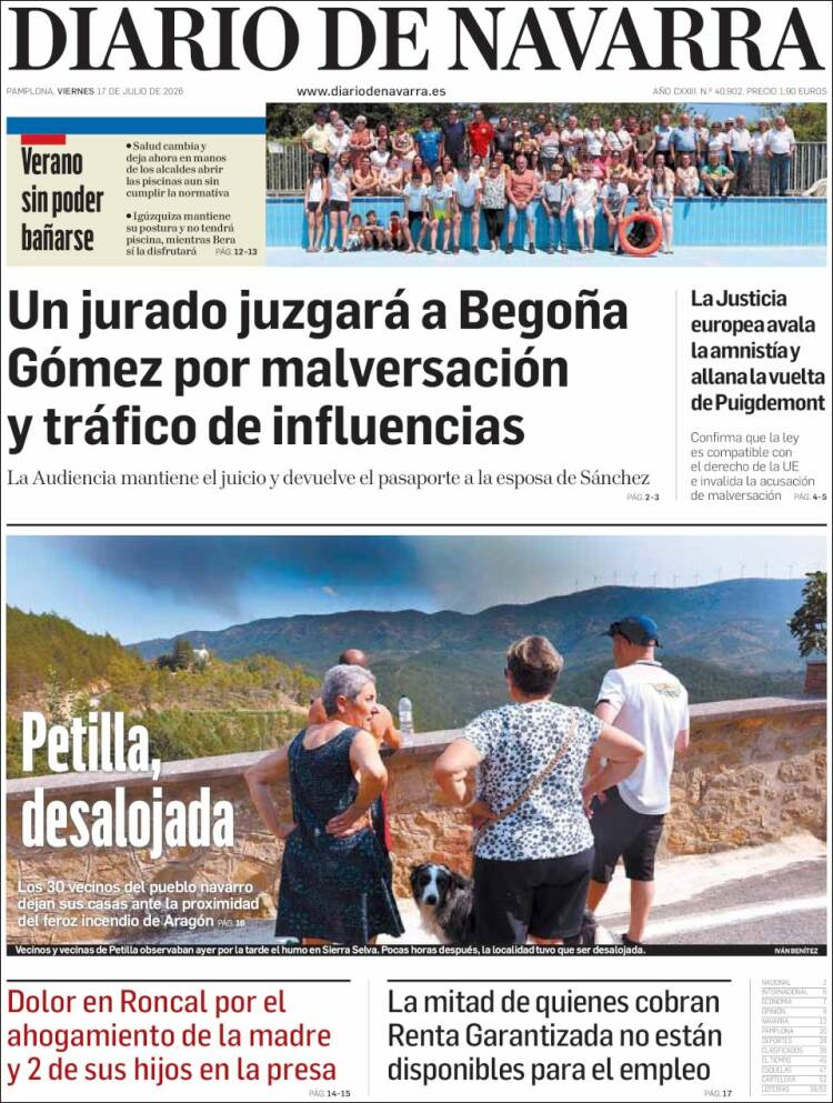 Portada de Diario de Navarra (Espa&ntilde;a)