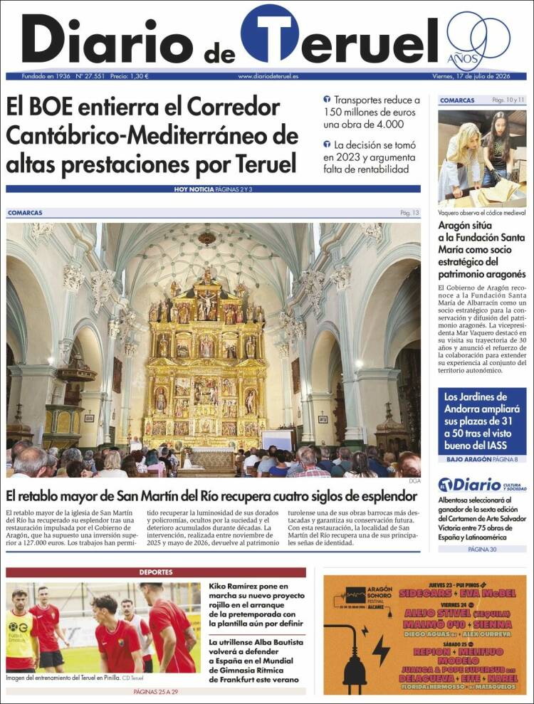 Portada de Diario de Teruel (Espa&ntilde;a)
