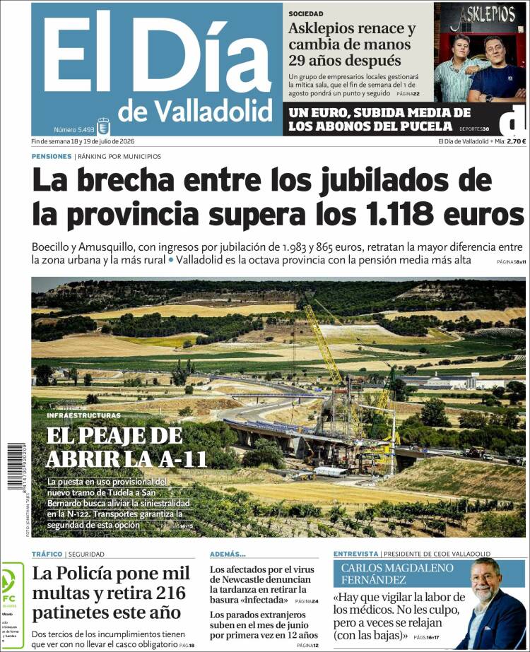 Portada de El Día de Valladolid (Espa&ntilde;a)