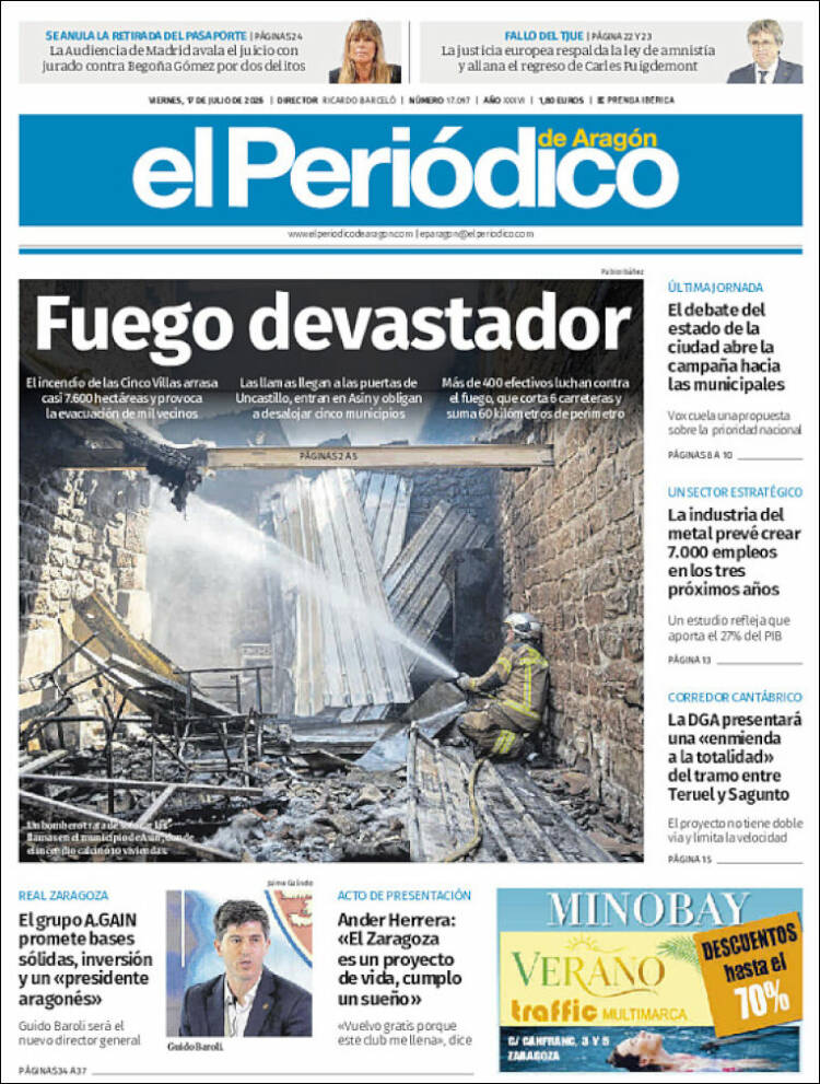 Portada de El Periódico de Aragón (Espa&ntilde;a)