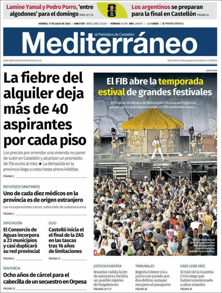 Portada de El Periódico Mediterraneo (Espa&ntilde;a)