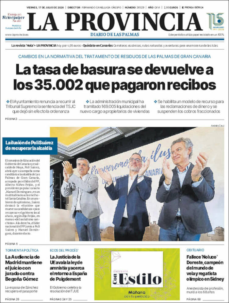 Portada de La Provincia (Espa&ntilde;a)