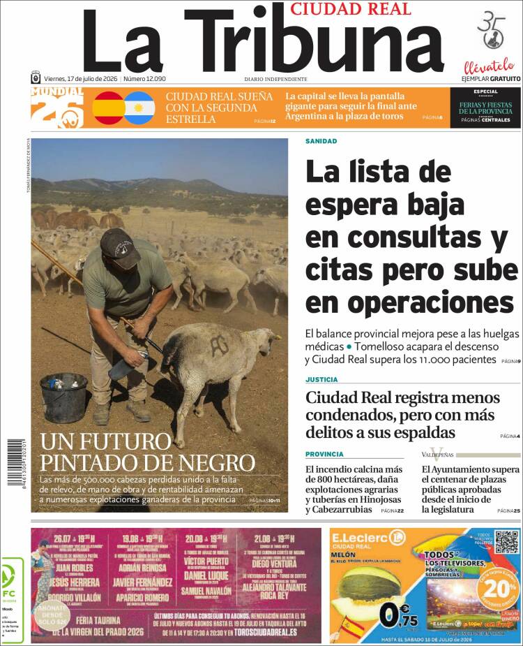 Portada de La Tribuna de Ciudad Real (Espa&ntilde;a)