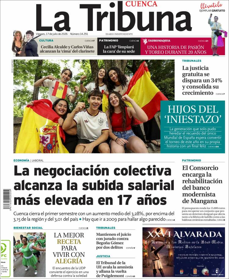 Portada de La Tribuna de Cuenca (Espa&ntilde;a)