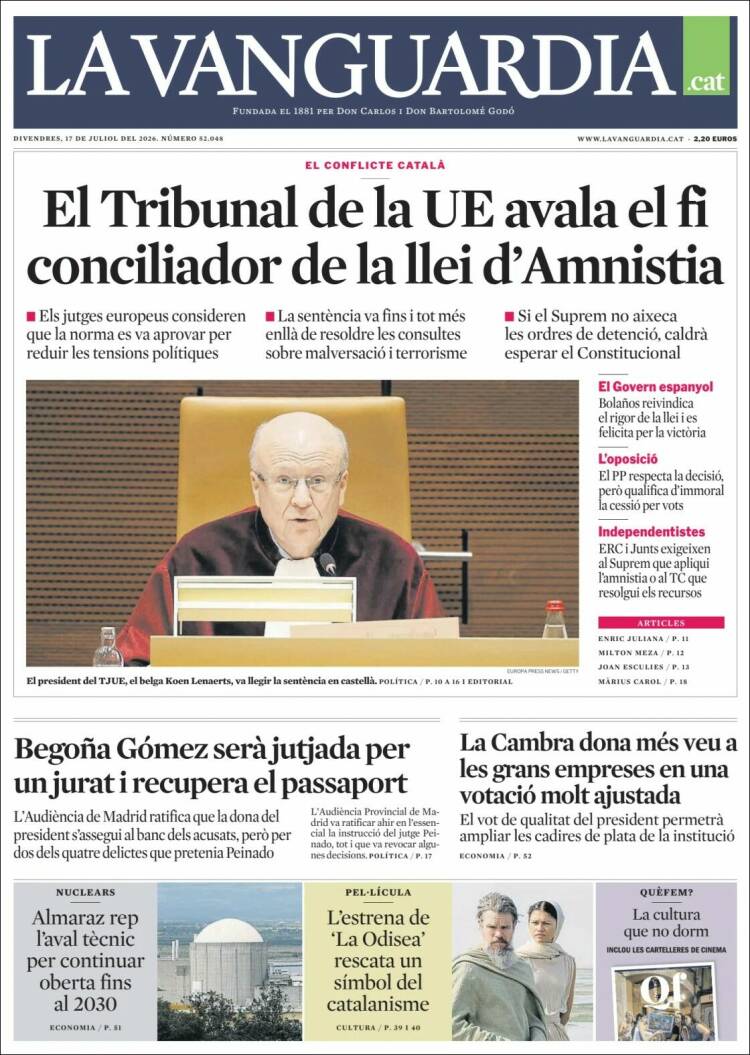 Portada de La Vanguardia (Espa&ntilde;a)