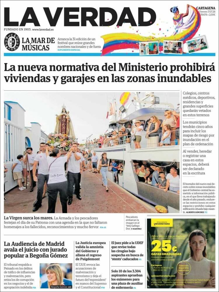 Portada de La Verdad de Cartagena (Espa&ntilde;a)