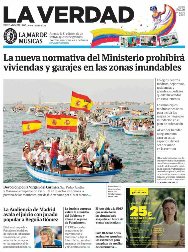 Portada de La Verdad de Murcia (Espa&ntilde;a)