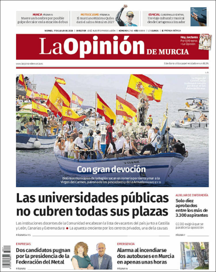 Portada de La Opinión de Murcia (Espa&ntilde;a)