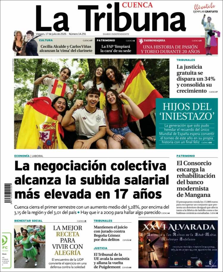 Portada de La Tribuna de Cuenca (Espa&ntilde;a)