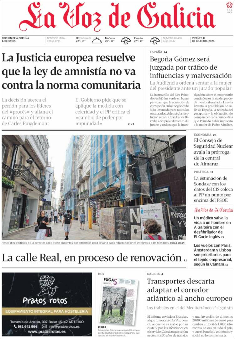 Portada de La Voz de Galicia (Espa&ntilde;a)