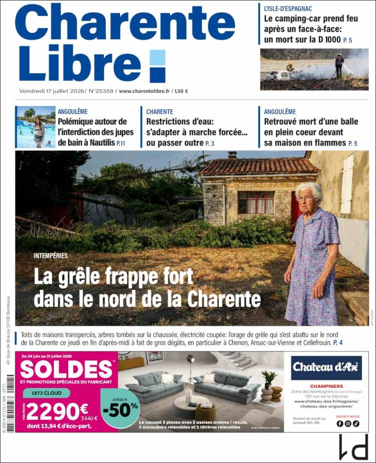 Portada de Charente Libre (Francia)