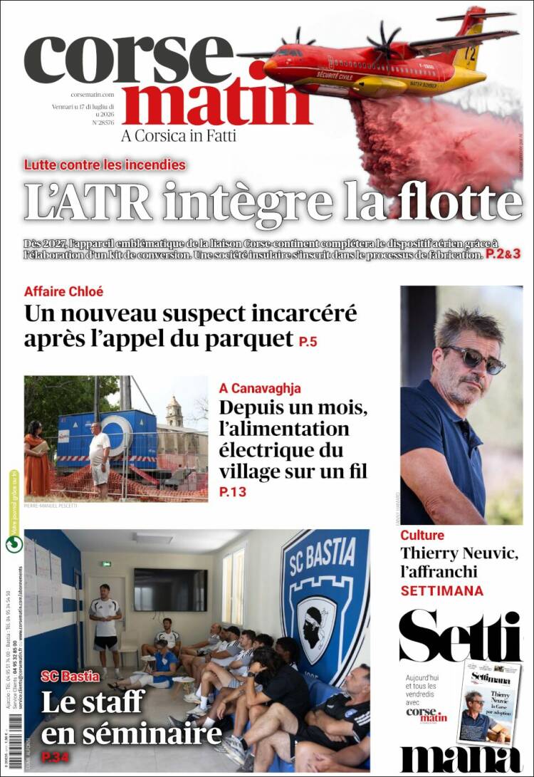 Portada de Corse-Matin (Francia)