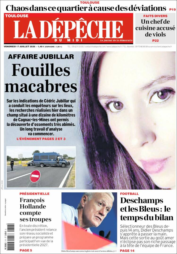 Portada de La Dépêche du Midi (Francia)