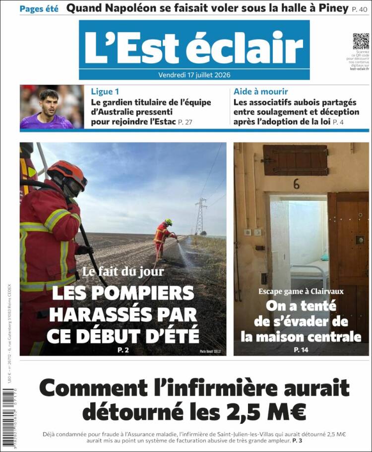 Portada de L'Est Eclair (France)