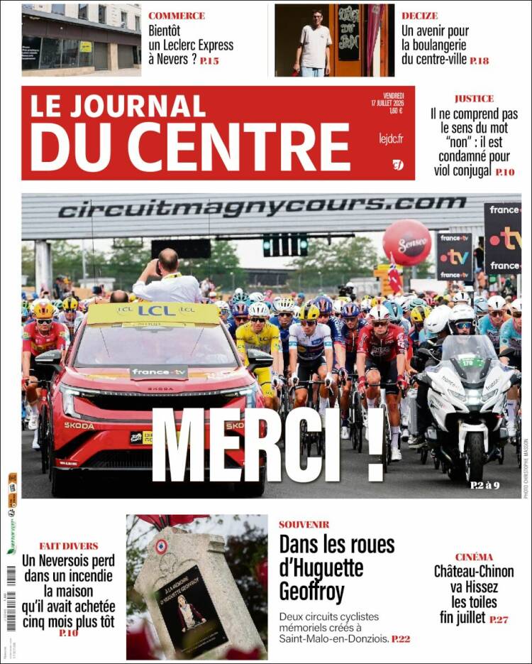 Portada de Le Journal du Centre (Francia)