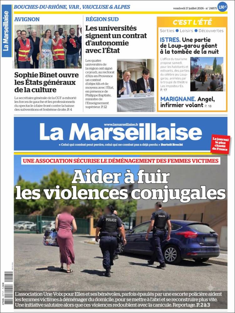 Portada de La Marseillaise (Francia)