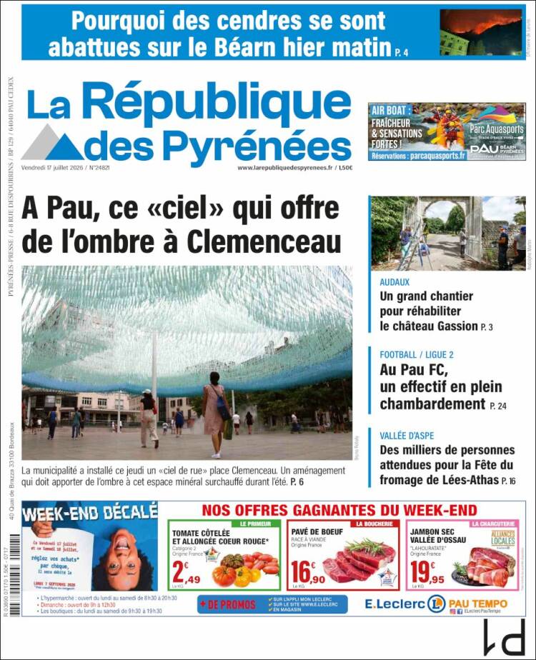 Portada de La République des Pyrénées (Francia)
