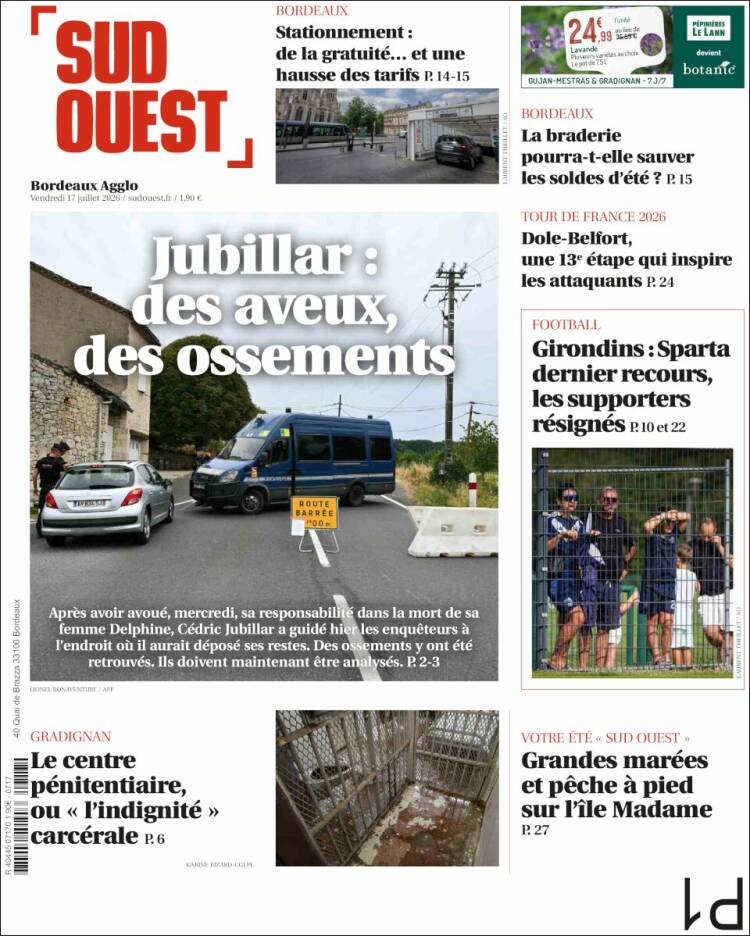 Portada de Sud Ouest (Francia)