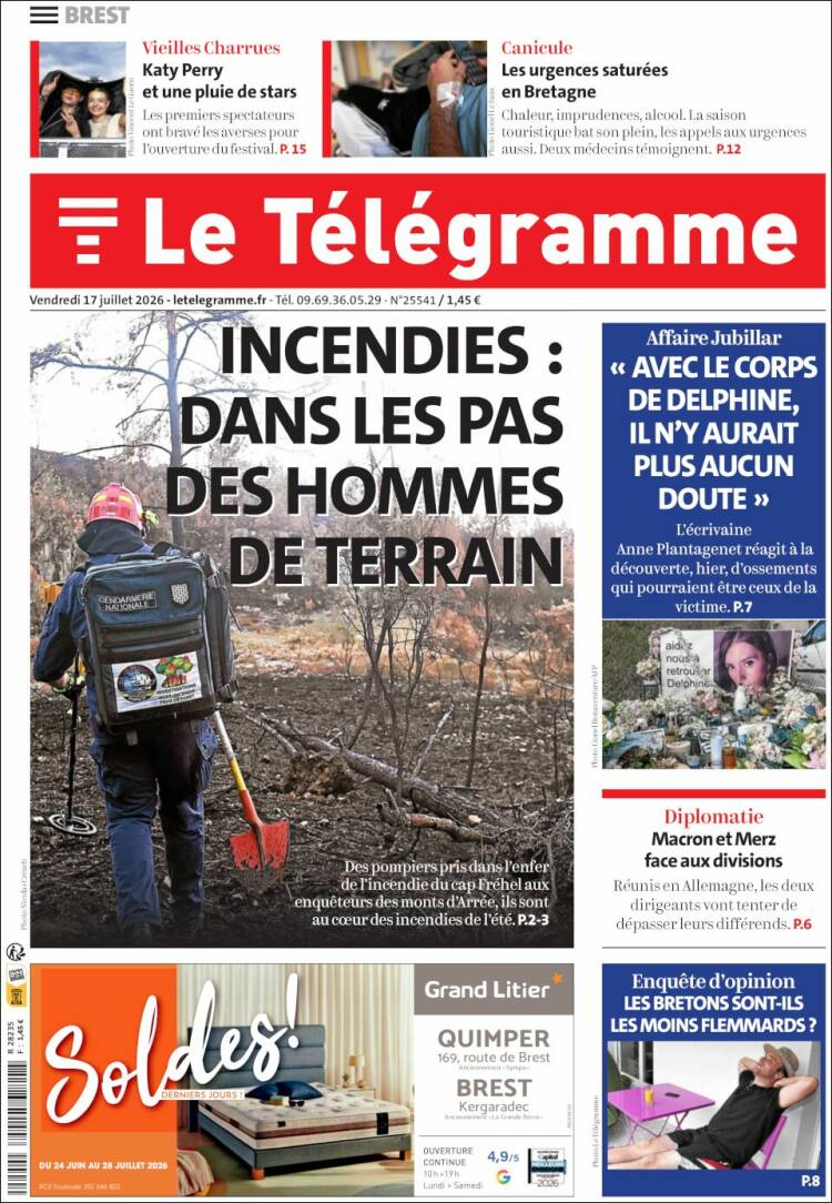 Portada de Télégramme (Francia)
