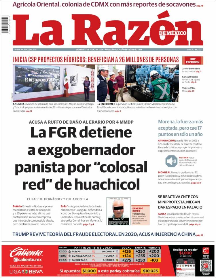 Portada de La Razón (M&eacute;xico)