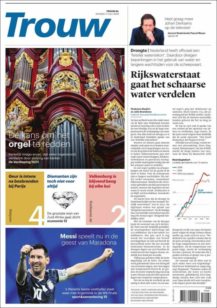 Portada de Trouw (Pa&iacute;ses Bajos)