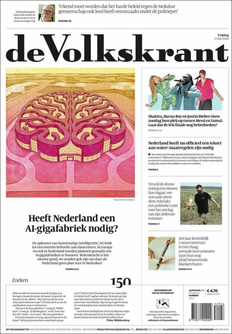 Portada de De Volkskrant (Pa&iacute;ses Bajos)