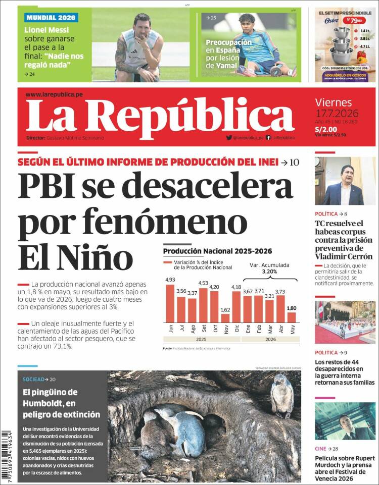 Portada de La Republica (Per&uacute;)