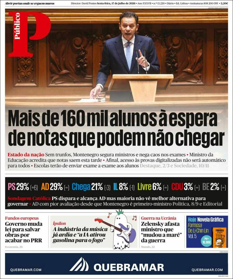 Portada de Público (Portugal)