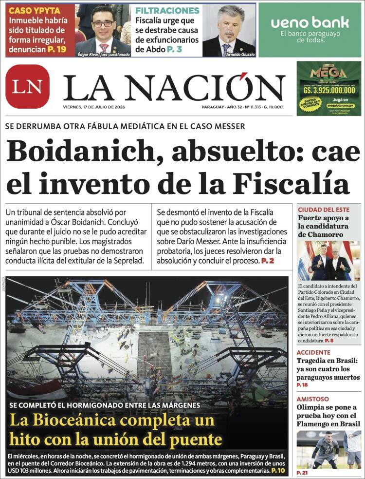 Portada de La Nación (Paraguay)