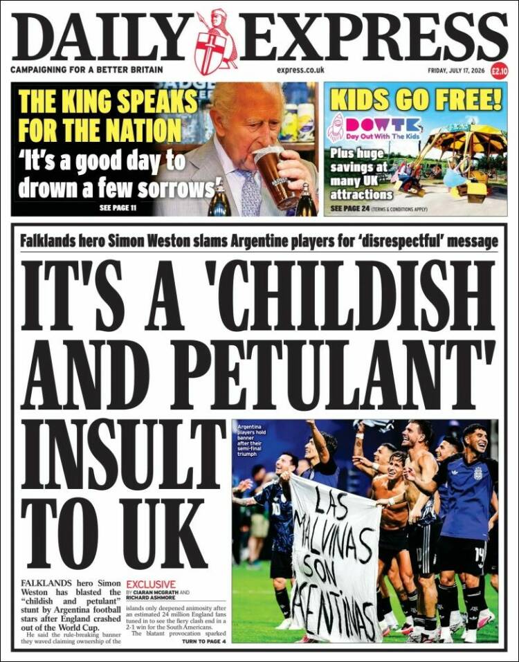Portada de Daily Express (Reino Unido)