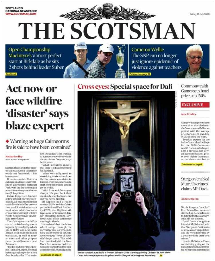 Portada de The Scotsman (Reino Unido)
