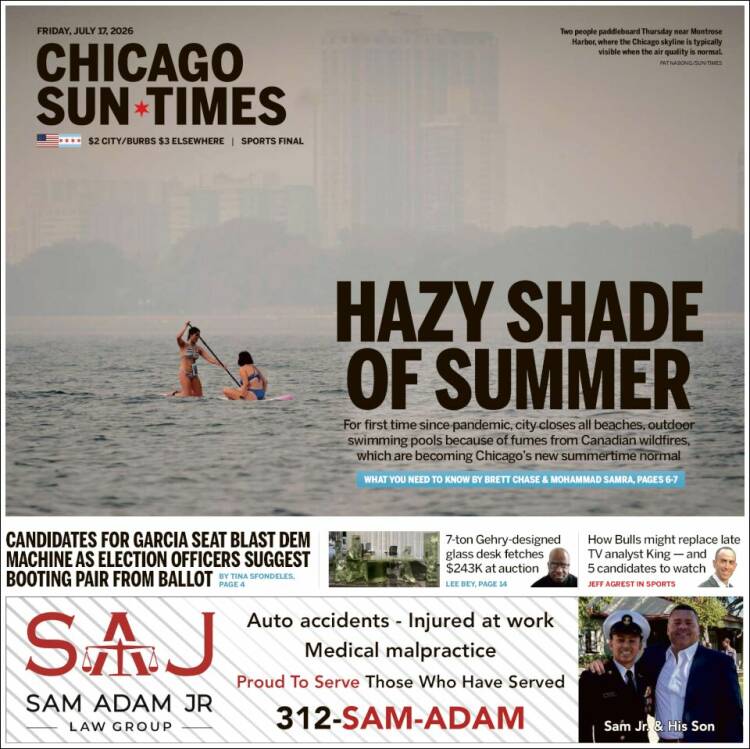 Portada de Chicago Sun-Times (USA)