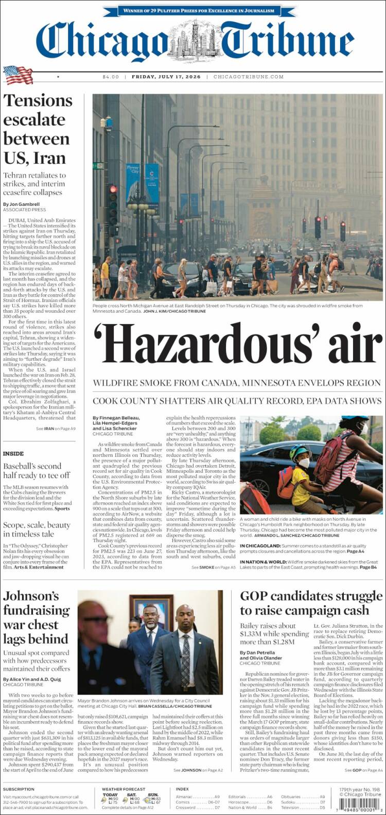Portada de Chicago Tribune (USA)