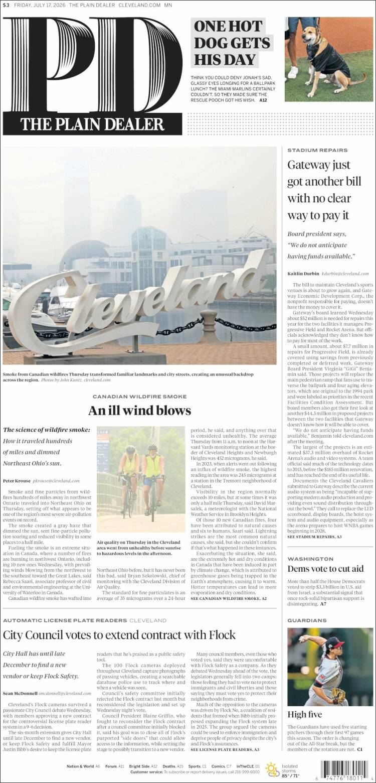 Portada de The Plain Dealer (USA)