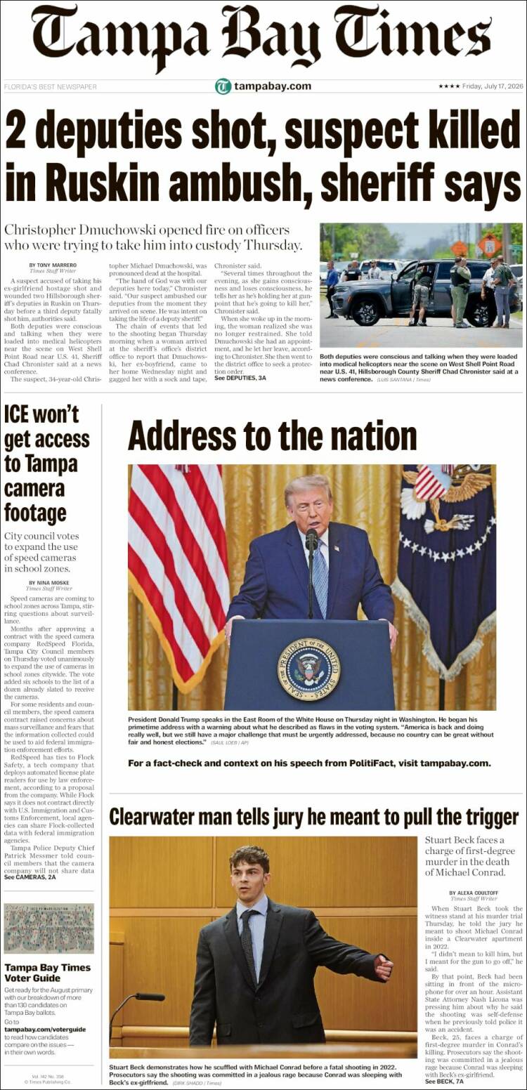 Portada de Tampa Bay Times (USA)