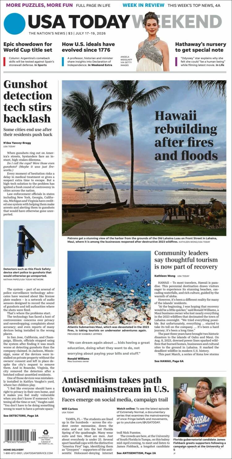 Portada de USA Today (USA)