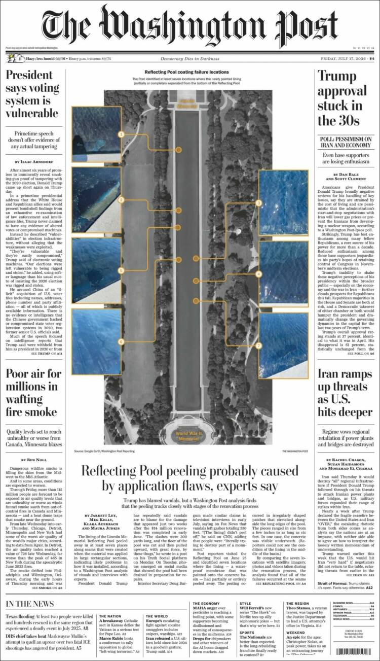 Portada de The Washington Post (USA)